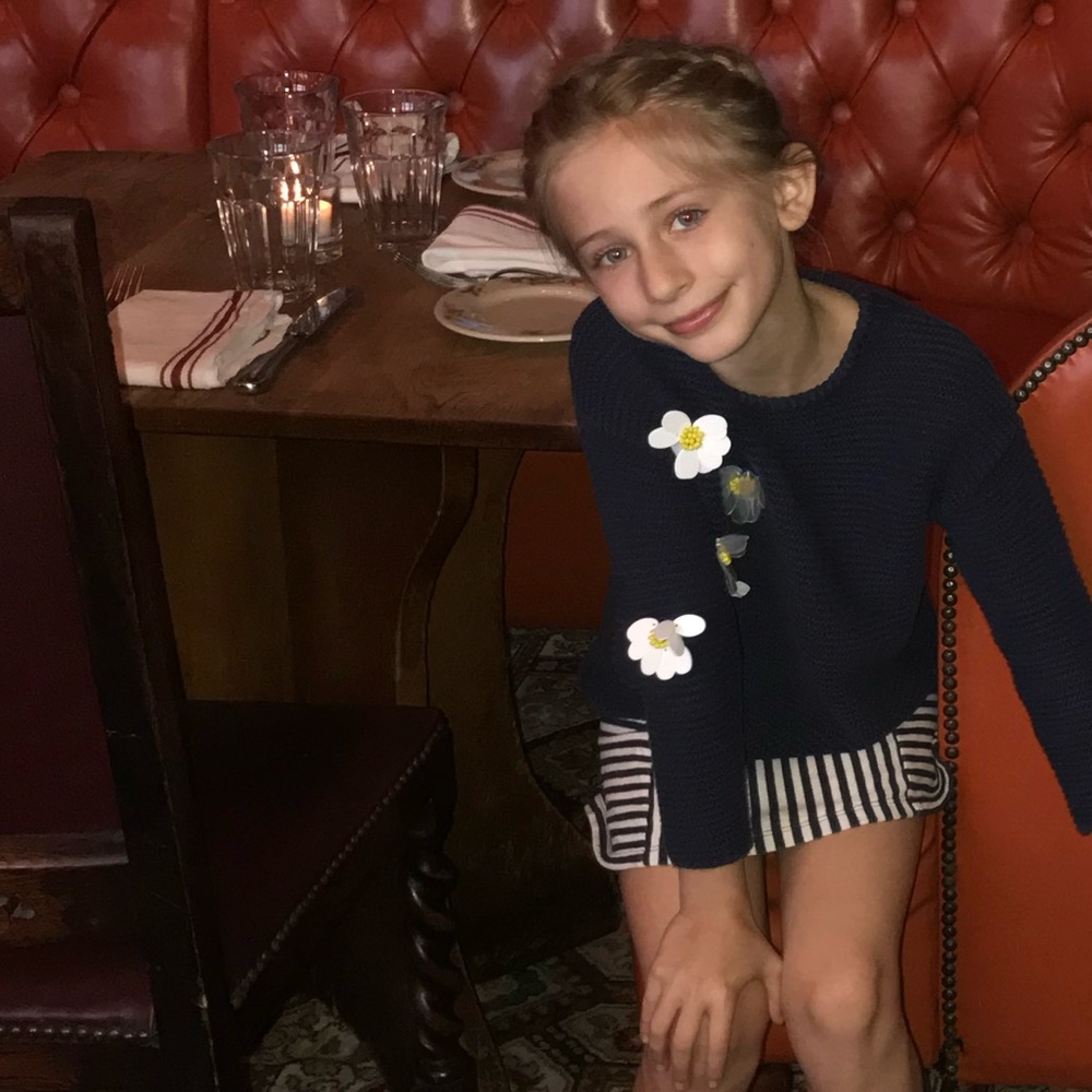 Zara navy sweater with flowers